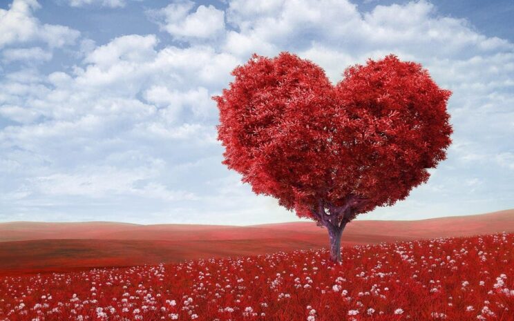 Valentinstag Baum mit Herz